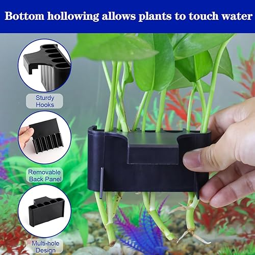 Miniatura 3 de Soporte para plantas de acuario,Sostenedor de plantas de tanque de peces de plástico,Taza colgante de plantador de acuario para plantas vivas de