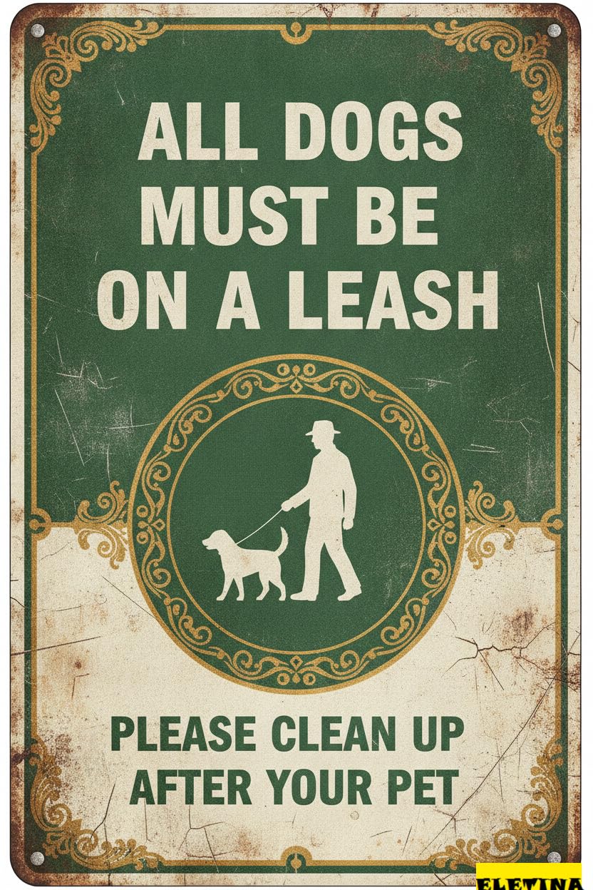 Personalized Sign for Man Cave Warning All Dogs Must Be On A Leash Metal S Functional Directivity Symbol Metal Tin S Street Gate Outdoor High Way 8x12in Metal Quality Private Property Decorative