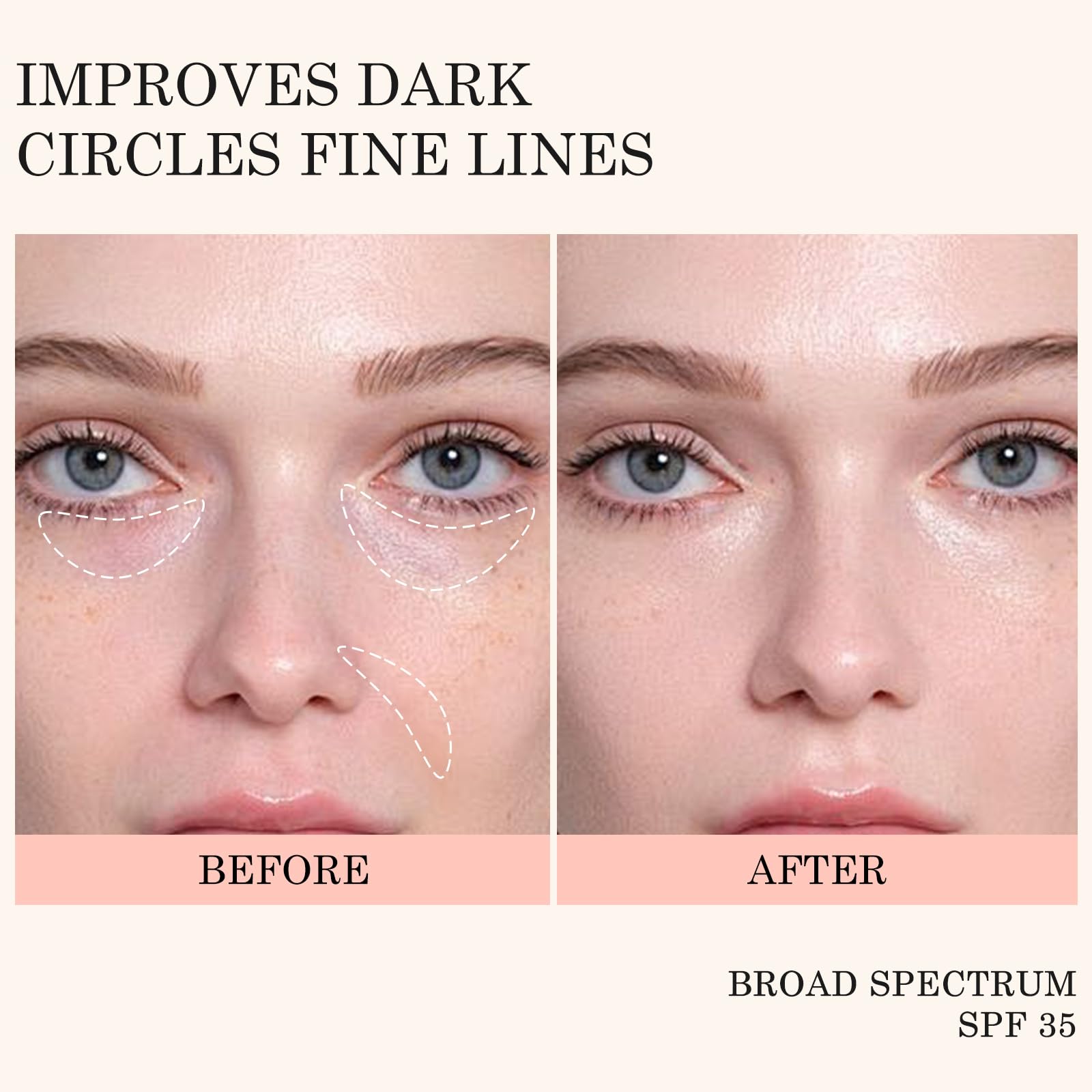 KYDA Mineral Sunscreen Eye Cream, Under Eye Brightener, 3-in-1 Anti-Aging Under Eye Cream for Dark Circle and Fine Lines, SPF 35, Light (#04 Pink) - Image 4