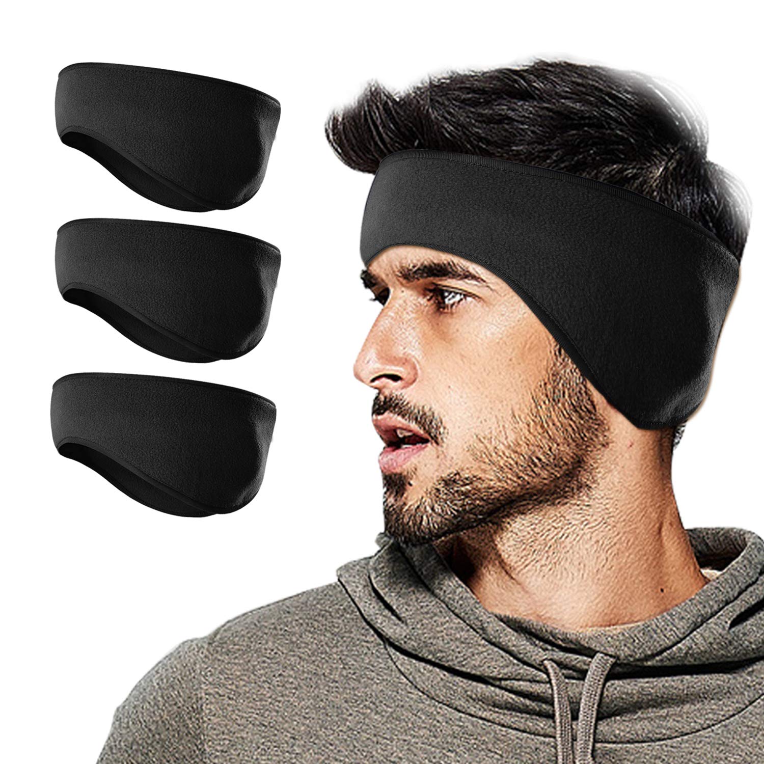 Fleece Ear Warmers/Muffs Headband for Men & Women & Kids Perfect for Cycling Skiing Workout Yoga Running & Riding Motorcycle in Winter - Stay Warm & Performance Stretch