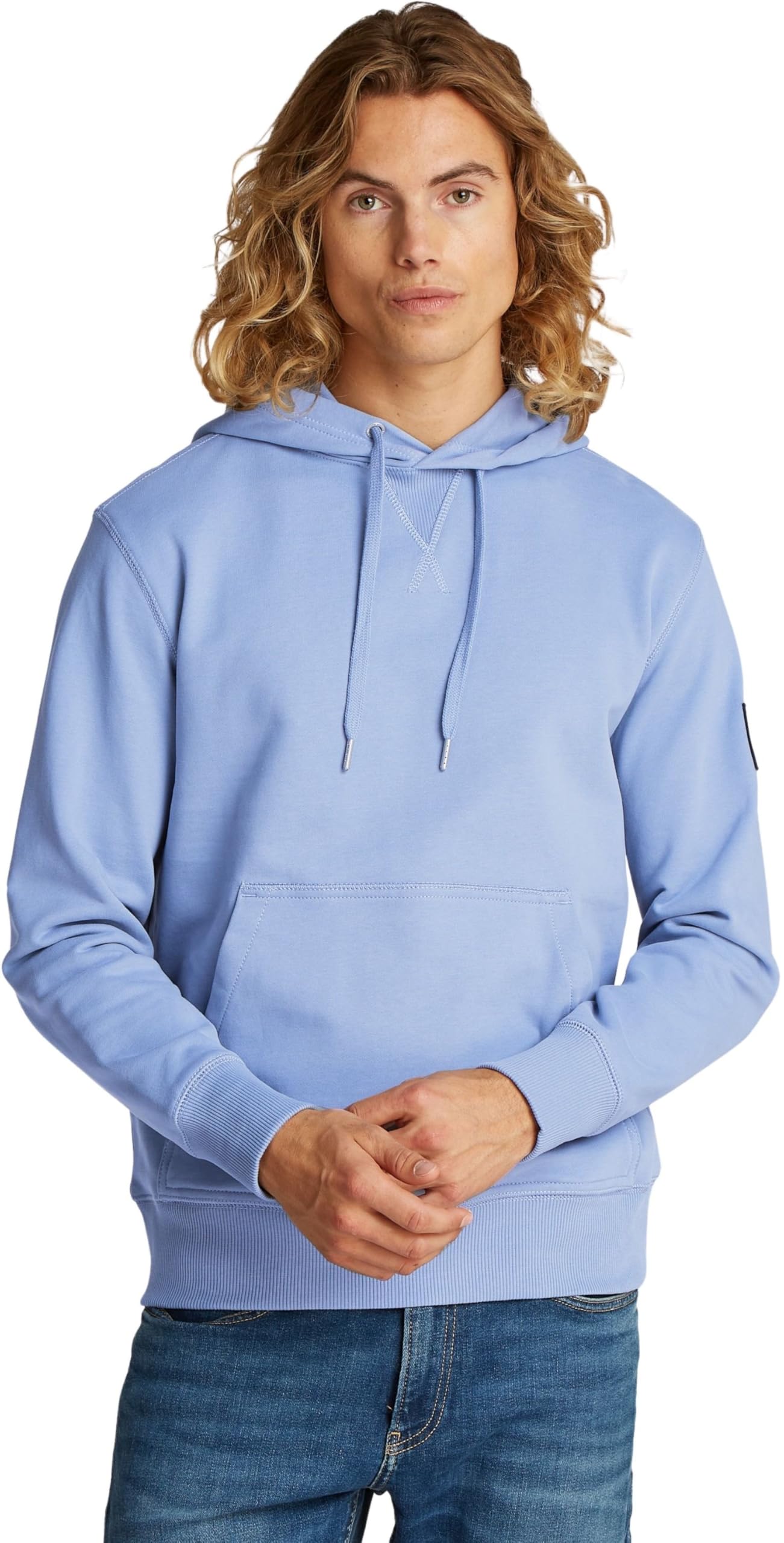 Calvin Klein Herren Hoodie Badge mit Kapuze, Blau (Tempest), XXS