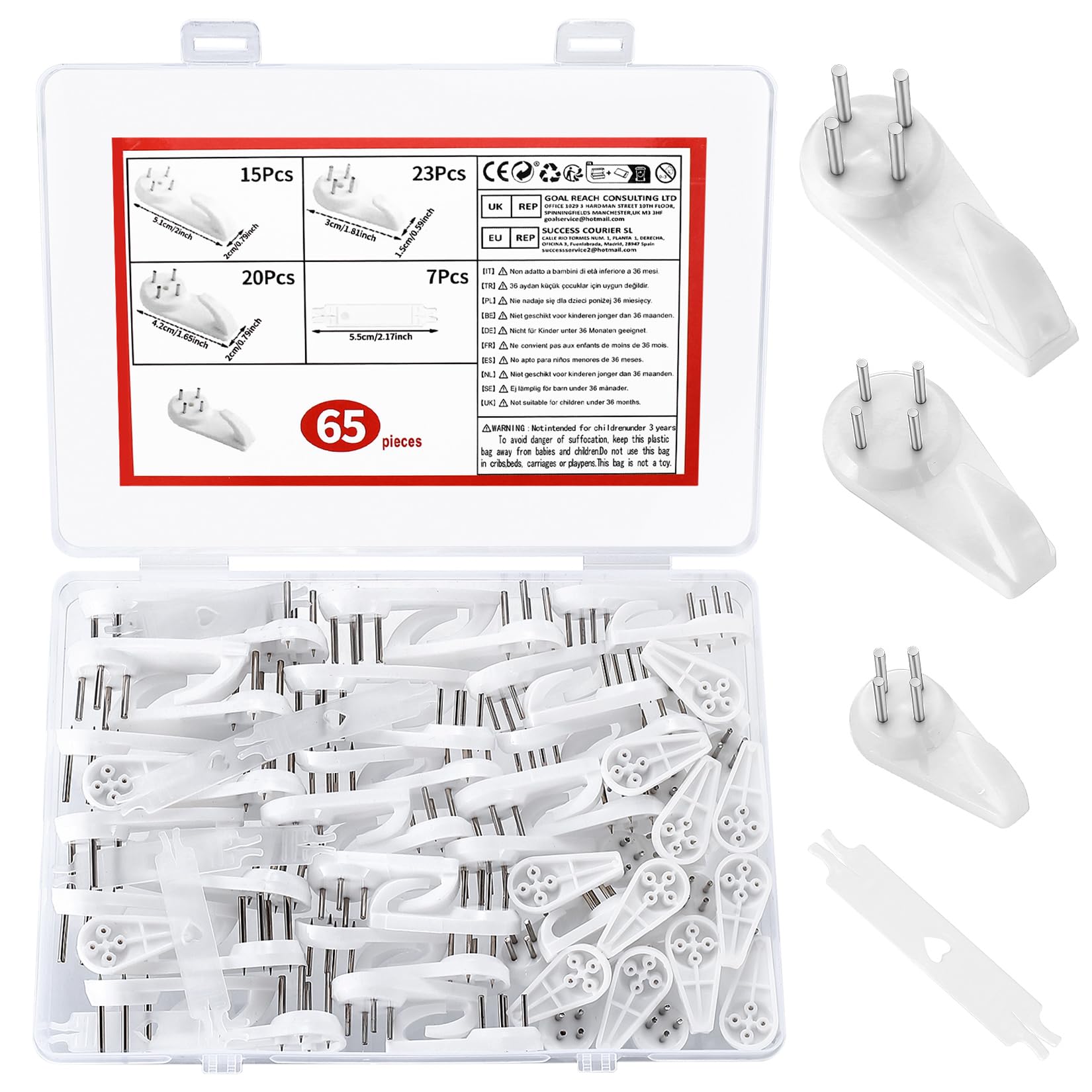 65 Pcs Colgar Cuadros Sin Agujeros, Cuelga Cuadros Sin Clavos, Ganchos para Colgar Cuadros sin Taladrar, Ganchos de Pared Clavos Pared Sin Taladro, Colgador Cuadros Sin Agujeros para Relojes Fotos