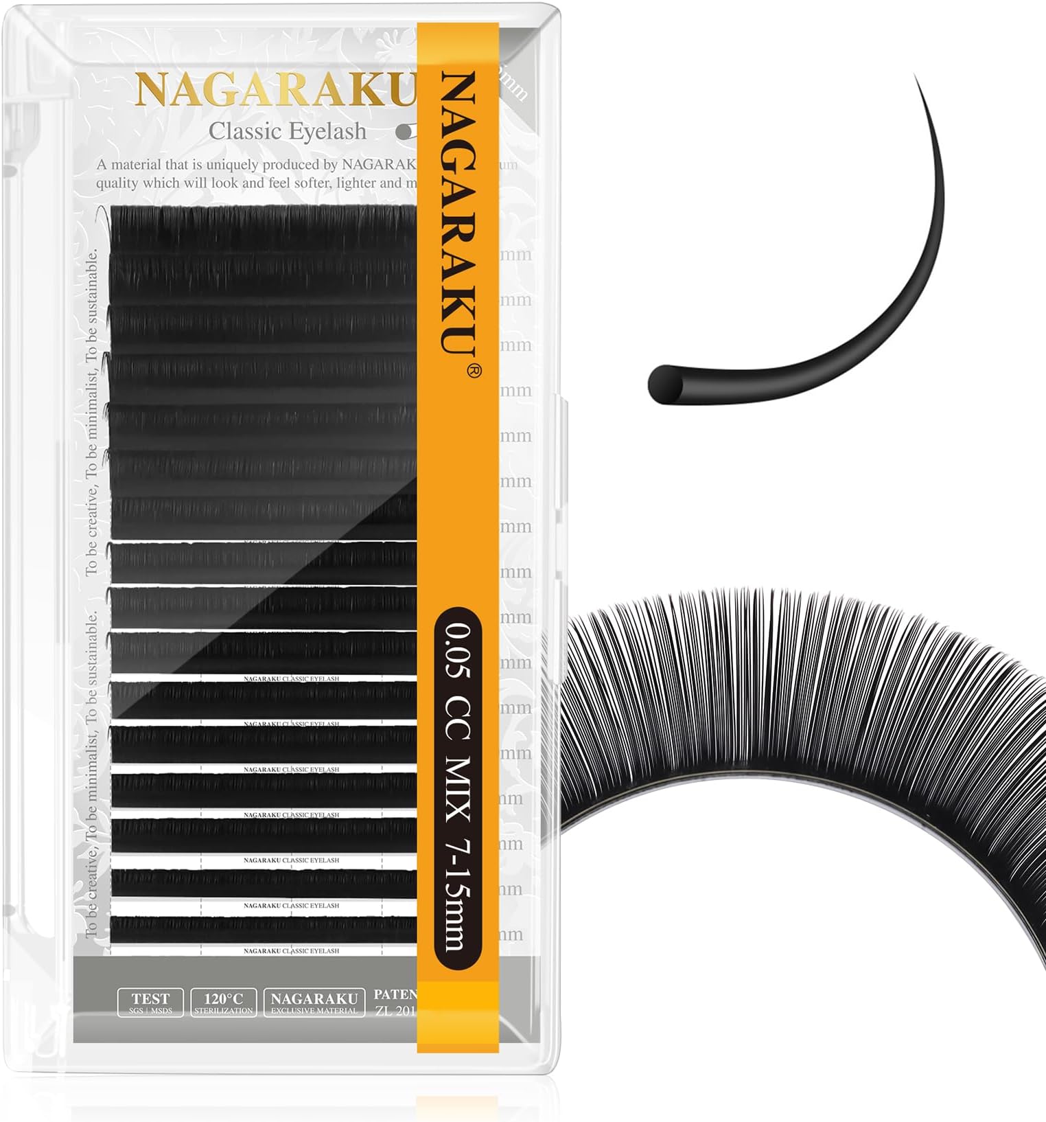 NAGARAKU Eyelash Extensions Classic J B C D N LC LD L DD CC LB Curl 0.03-0.20 Thickness 5-17mm, Matte Black Individual Lashes Professional Supplies for Lash Techs (0.05-CC 7-15mm Mix)