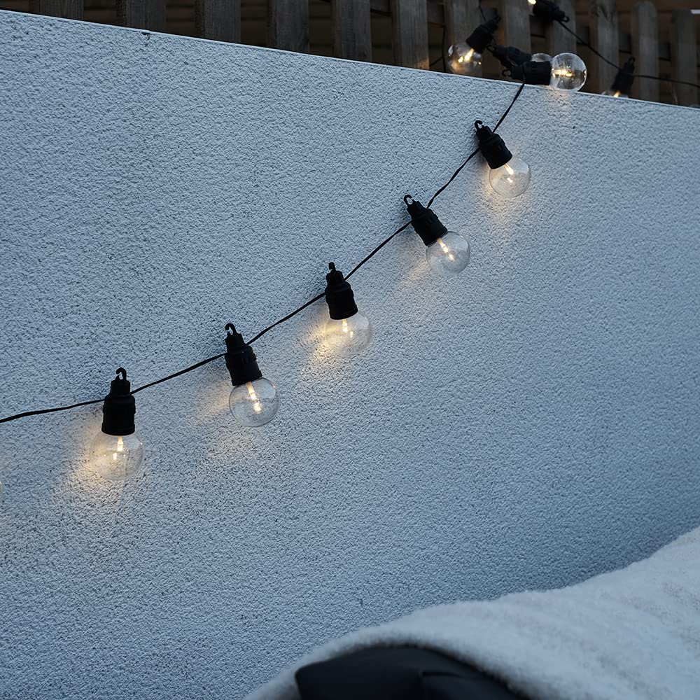 Minisun Set Of 10 | Ip44 Rated Outdoor Integrated Warm White Led Festoon Clear Globe Lights | Indoor, Indoor-Outdoor, Home Décor & Improvement Essential | | 6M Length