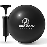 ProBody Pilates Small Exercise Ball with Pump - 9 Inch Workout Ball for Stability, Barre, Yoga, Core & Physical Therapy, Home Gym & Office Use (Black)
