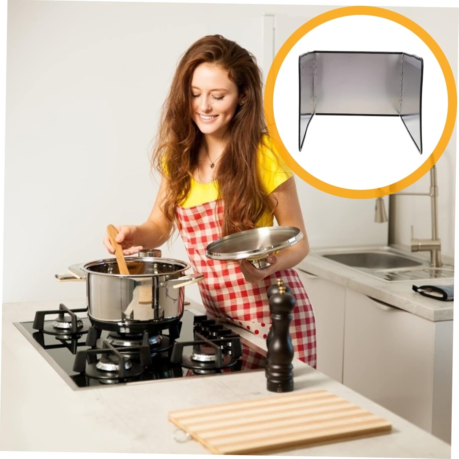 Alipis Stainless Steel Oil-splash Guard Protective Board for Cooking Heat-resistant Kitchen Supply Easy to Clean Space-saving Design