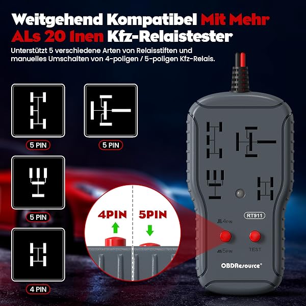 Relay Tester, 12 V/24 V Car Battery Tester, Automotive Relay Tester, Electronic Relay Analyzer Diagnostic Tool with Clip, Suitable for Cars and Motorcycles - 4