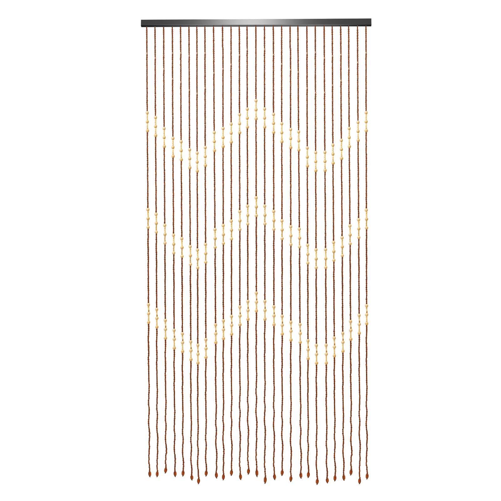 Rideau de perles en bois, en bambou, design rétro, 90 x 175 cm, respirant, avec traverses, en bois, comme cloison, décoration pour portes et balcons