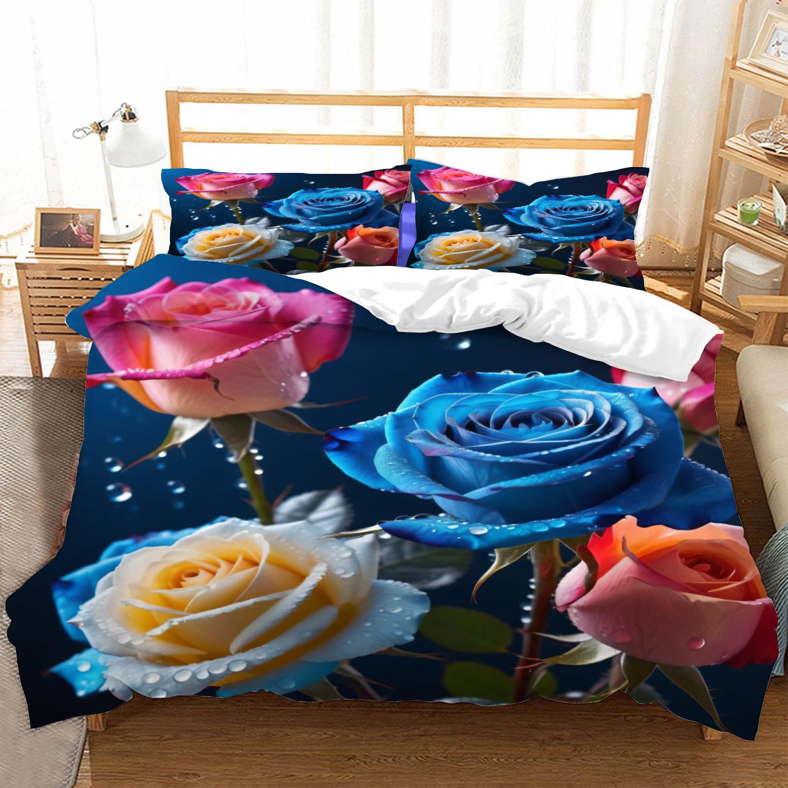 Parure de lit 2 personnes microfibre anti-plis avec fermeture éclair