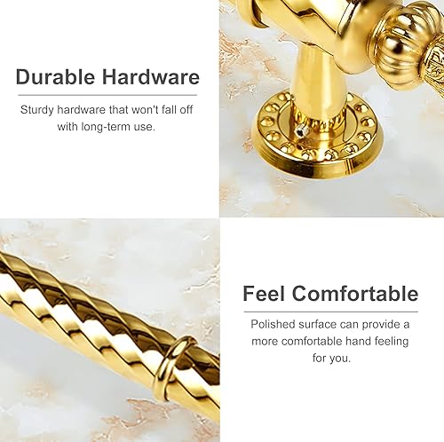 Miniatura 5 de LHRUI Tirador de puerta de estilo europeo, pomo de puerta dorado interiorexterior, empuñadura para puertas comerciales, 608047.2 in (tamaño 31.5