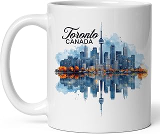 Toronto Canada Ceramic Coffee Mug 11oz Lakefront Skyline - Tea Coffee Mug with Comfortable Grip - Unique Travel Gift Cup for Office or Home - Vibrant Long-Lasting Print ID44991