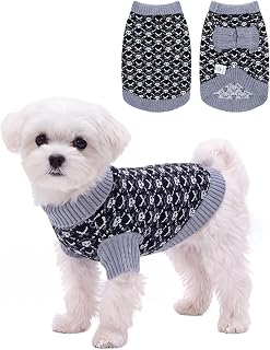 CuteBone Skull Halloween Turtleneck Dog Sweater for Medium Dogs | Stretch Knit, Warm Turtleneck, Leash Hole, Sizes XS-XXL Available