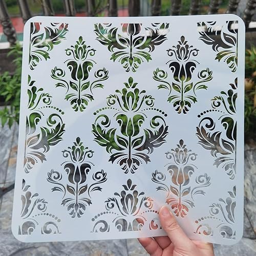 Miniatura 1 de DIY Crafts - Plantilla de flores de 12 x 12 pulgadas, plantilla floral reutilizable para muebles, manualidades, arte, pintura, álbum de recortes,