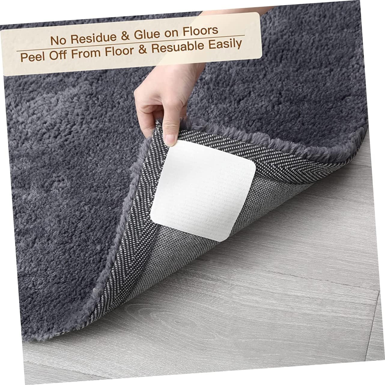 12pcs Non Slip Rug Pads Grippers for Hardwood Floors Reusable Carpet Adhesive Corner Holders Prevent Curling Sliding for Living Room Kitchen Office and More