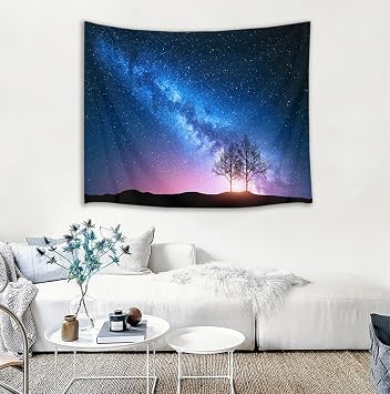 LB Purple Galaxy Tapestry, Large Starry Night Sky Tapestry Wall Hanging, 3D Fantasy Magical Space Wall Decor for Bedroom Living Room Dorm Wall Decor,80 x 60 Inches