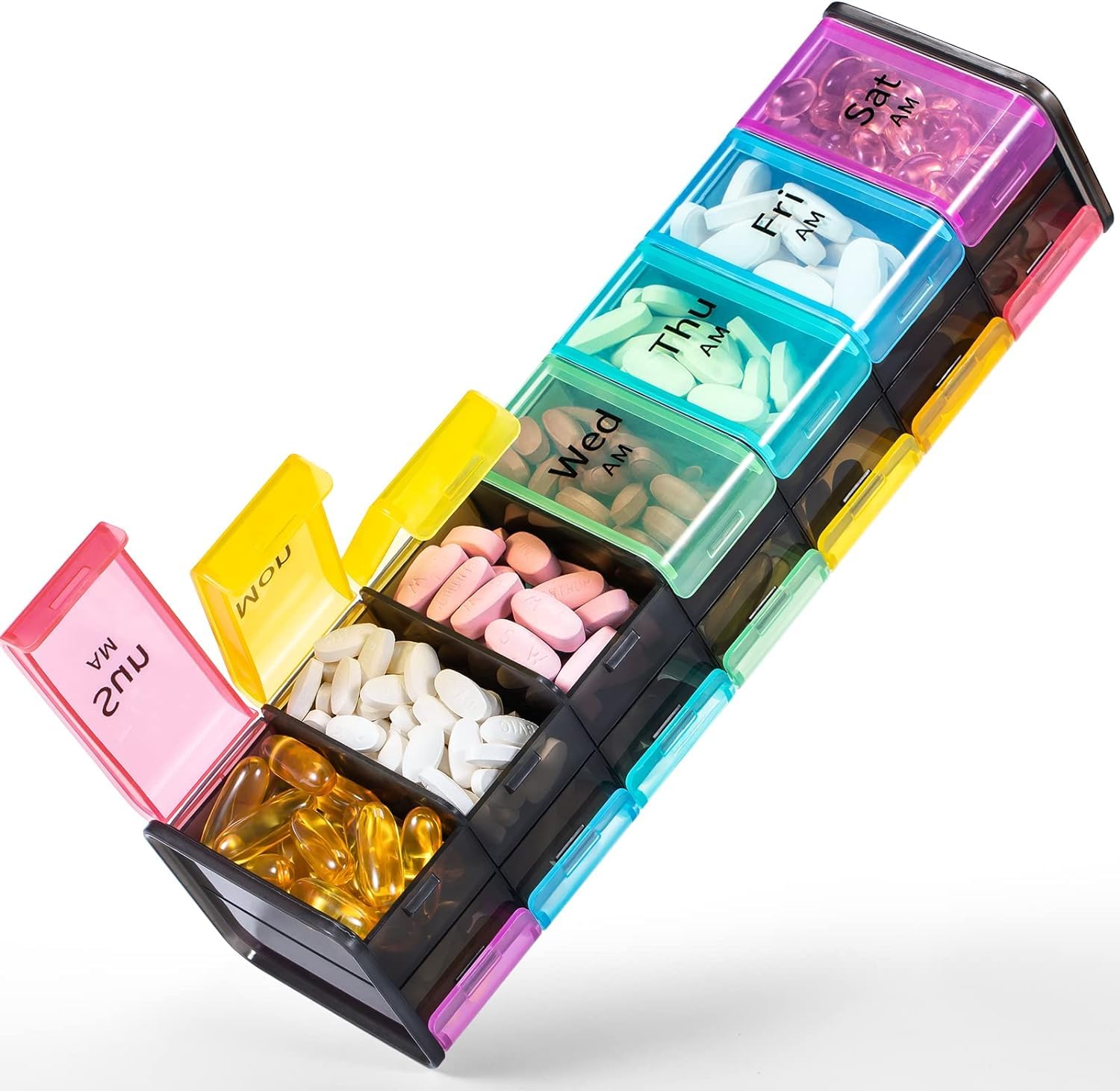 Extra Large Pill Organizer- XXL Pill Box 7 Day - Weekly Pill Organizer with AM PM Large Compartments Big Pill Case for Supplements Jumbo Pill Holder for Vitamins Huge Medicine Organizer 2 Times a Day