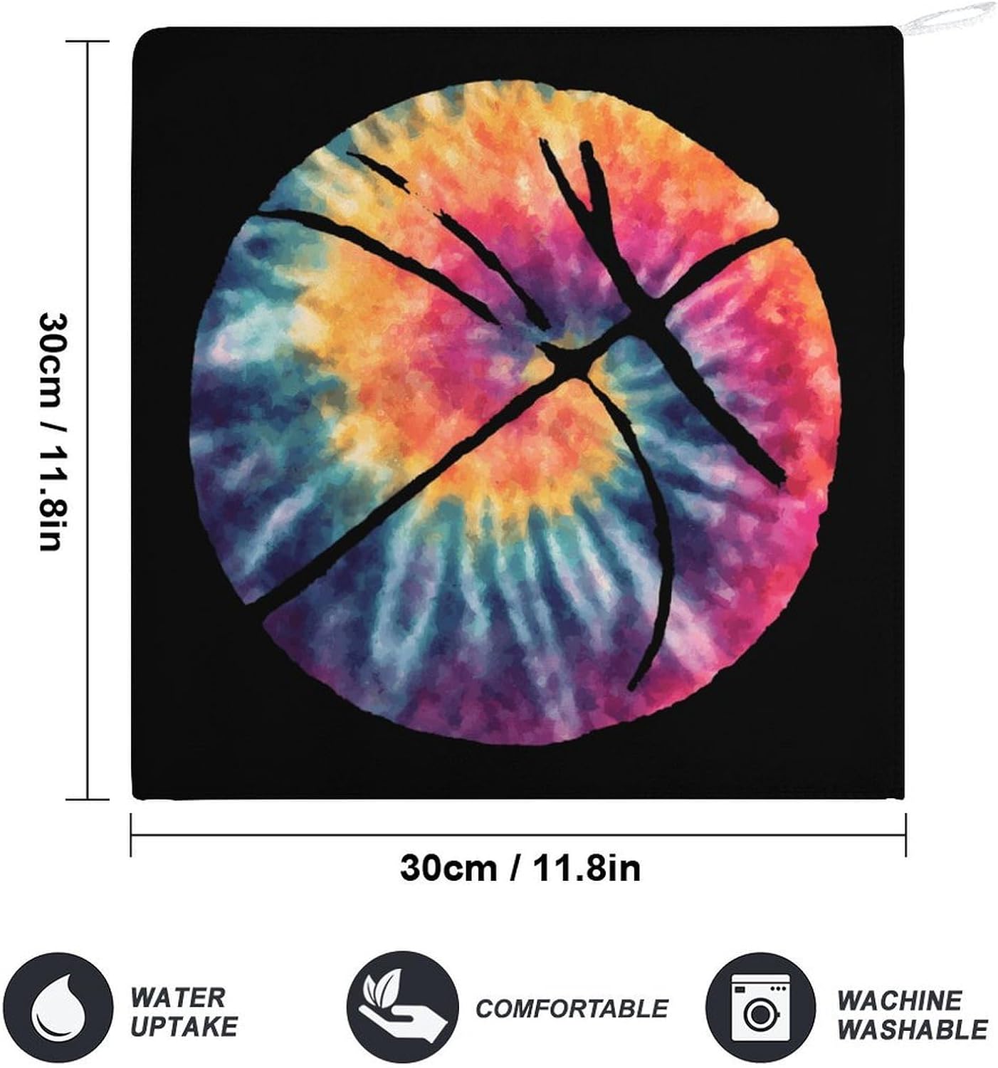 Watercolor Tie Dye Basketball Microfiber Hand Towels for Bathroom Soft Absorbent Bath Kitchen Towel with Hanging Loop 4PCS