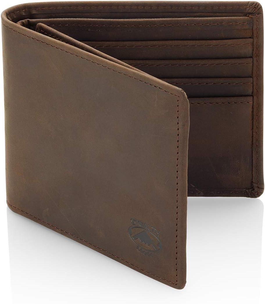 Stealth Mode Leather Bifold Wallet for Men - RFID Blocking, 11 Card Slots, Gift Box - Image 8