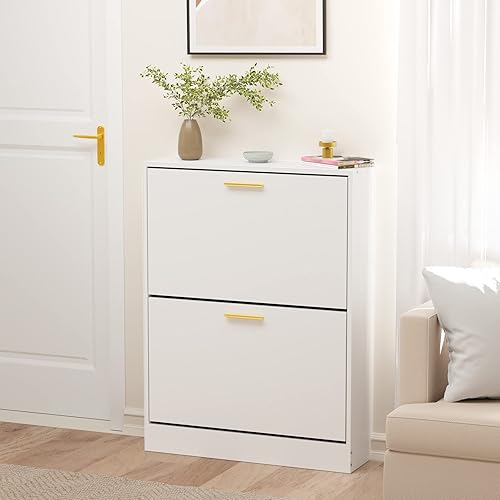 Vista 46 de JOZZBY Armario de zapatos con 3 cajones abatibles para entrada, blanco, delgado, independiente, moderno, estrecho, organizador de zapatos, armario