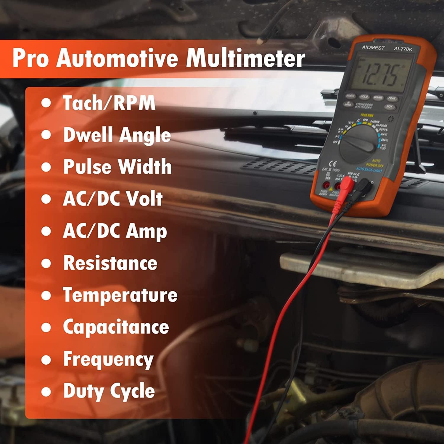 AIOMEST Automotive - Multimetro digitale con distributore di corrente