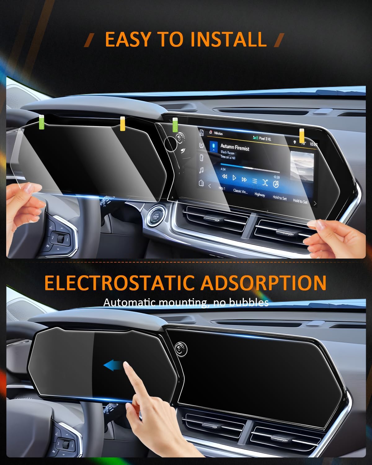 CDEFG (2PCS For 2024 2025 2026 Chevrolet Trax Screen Protector - 9H HD Tempered Glass - Chevy Trax (LT, 2RS, ACTIV) 11 Inch Touchscreen & 8 Inch Instrument Accessories image 4