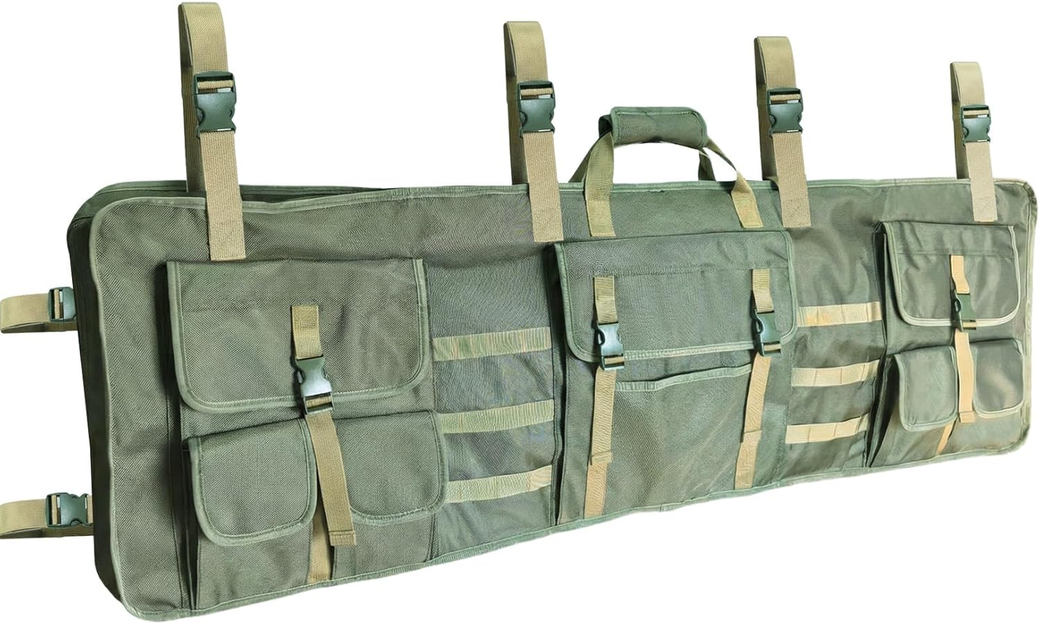 LARSWON Heavy-Duty UTV Tool Bag Rack & Organizer –Roll Cage Mounted Hunting Gear Carrier, Bow Storage Case with Padded Protection Compatible with Polaris Ranger, Can-Am & Most UTV Models Green