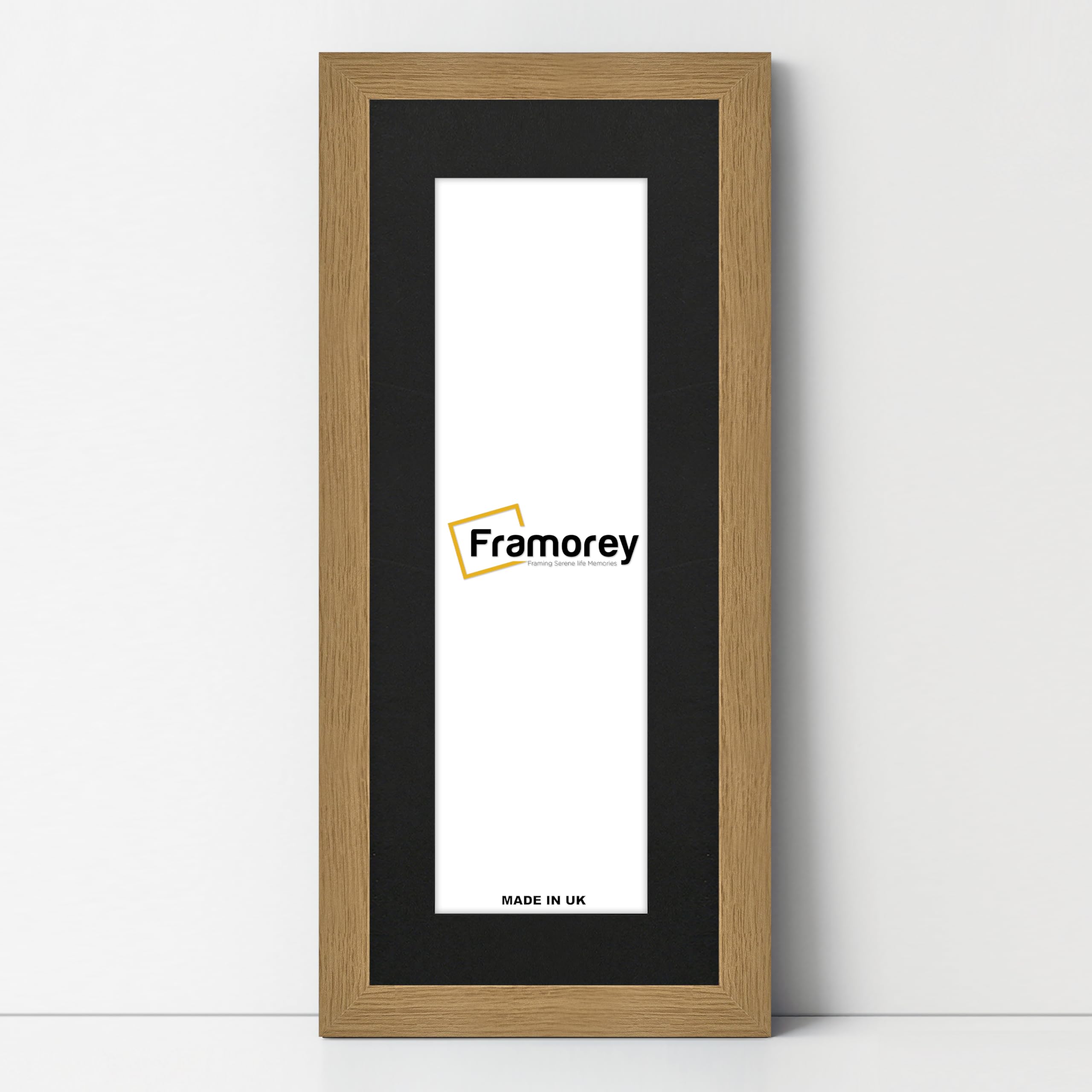 FRAMOREY Panoramic Style, Oxford Flat Wooden Effect Picture Frame, 26x12" Size Oak Photo Frame With 22x8" Size Black Mount, Handmade Frame, Wall Art Hanging Frame, Best Home Decor Frames