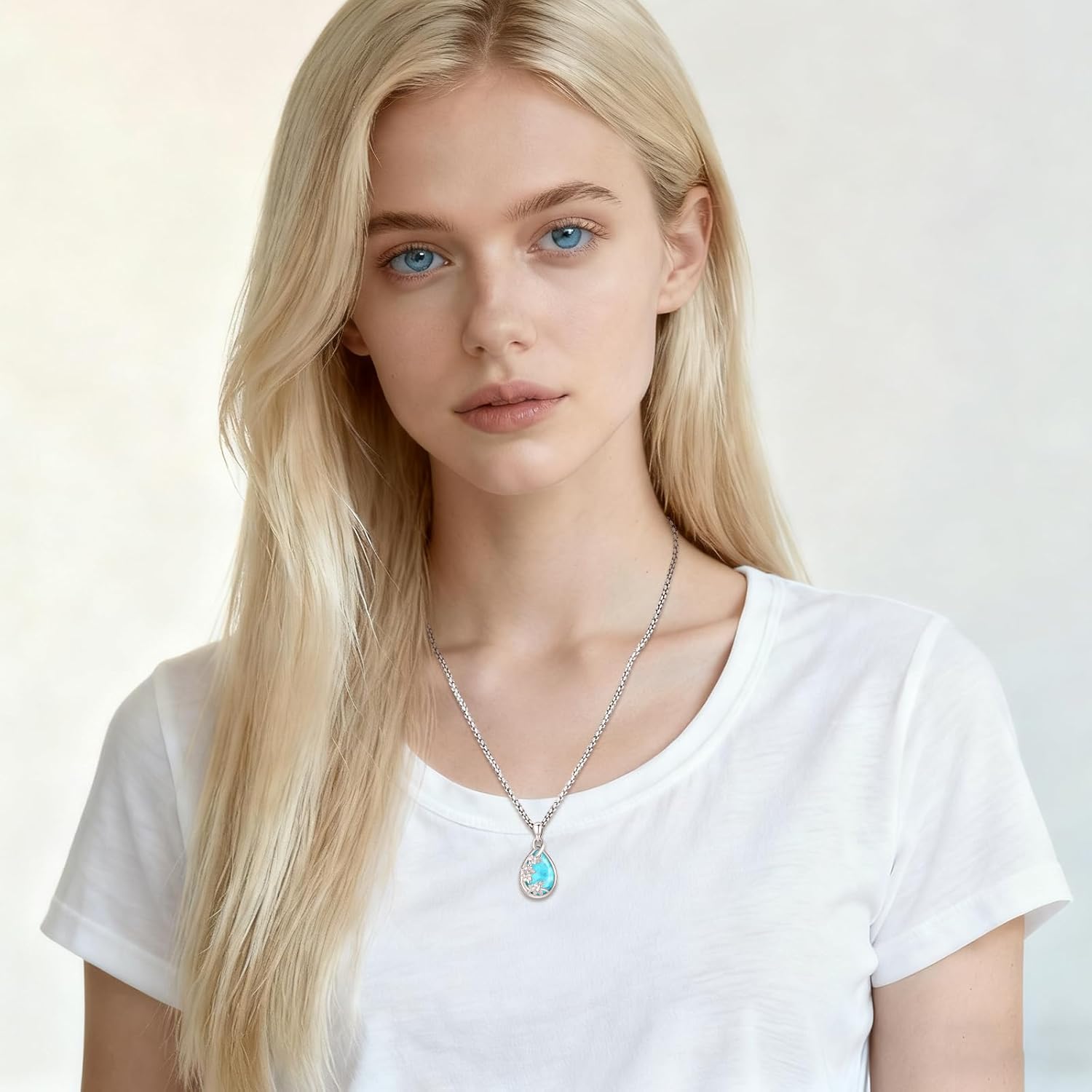 S925 Sterling Silver Flower Hummingbird Necklace for Women Oval Black Obsidian Moonstone Pendant Mother Day Necklace for Mom Turquoise Jewelry Gifts