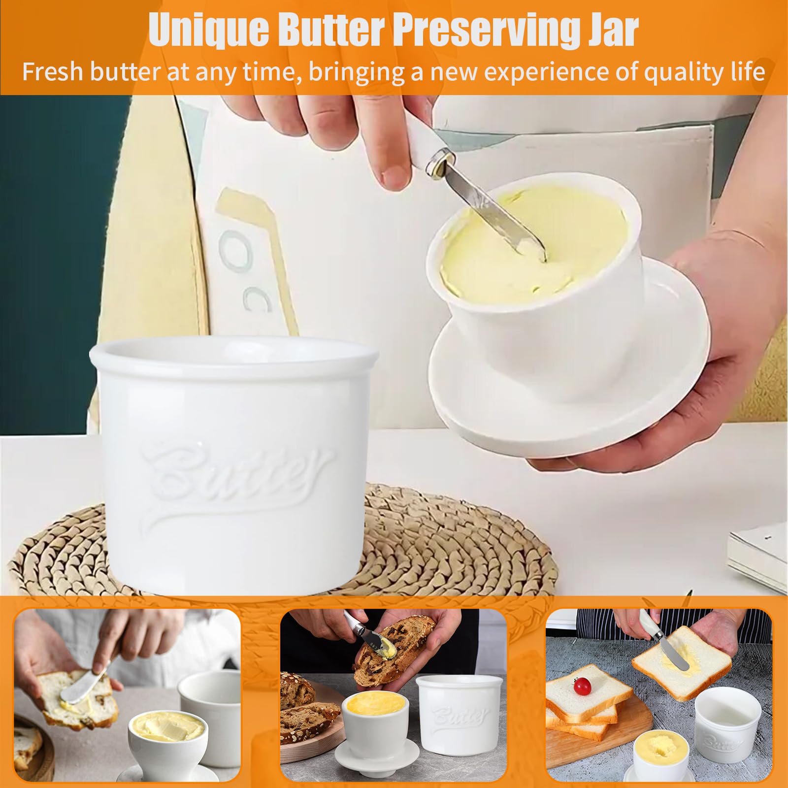 Keramik-Buttertopf Mit Wasserlinie – Französische Butterdose, Streichbare Butter Immer Griffbereit