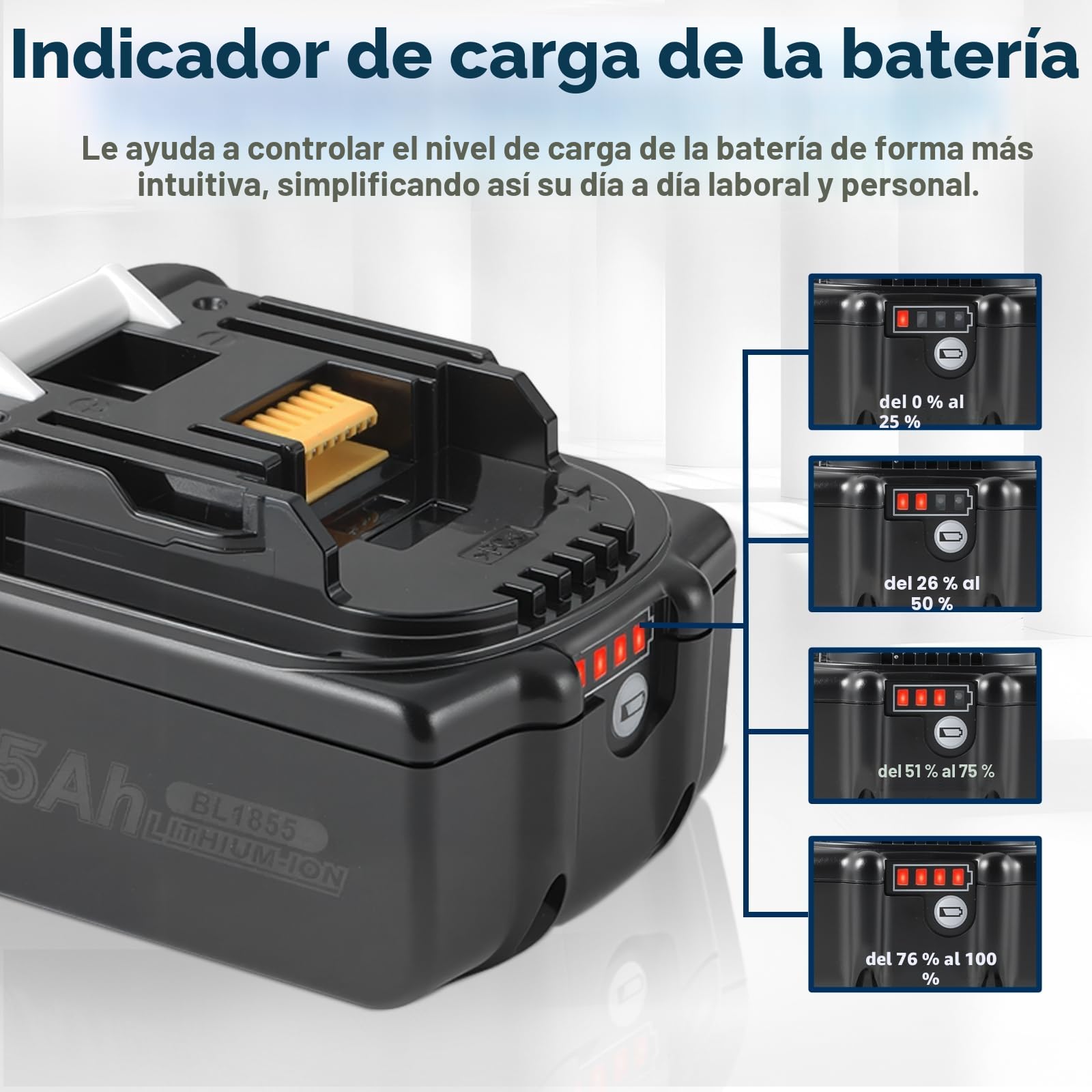 18V 5,5Ah Batería de repuesto para batería Makita de 18V con cargador Set BL1860B, BL1850, BL1840B, LXT400 | Carga rápida DC18RC 3A, protección contra sobrecalentamiento
