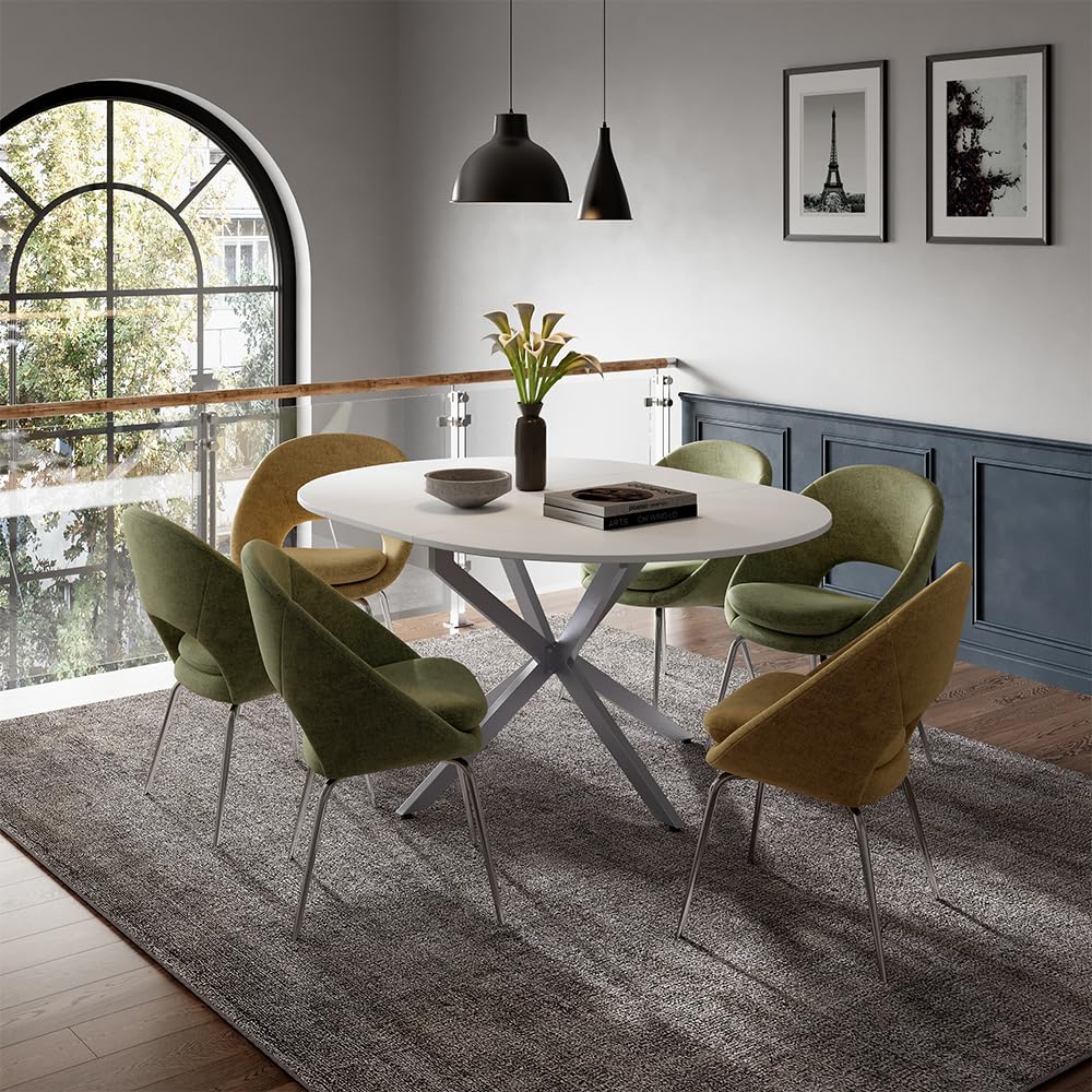 Vicco tavolo da pranzo allungabile Loyd, Bianco/Grigio, 120 x 76.5 cm Estensibile, adatto per l'estensione della superficie del tavolo quando necessario