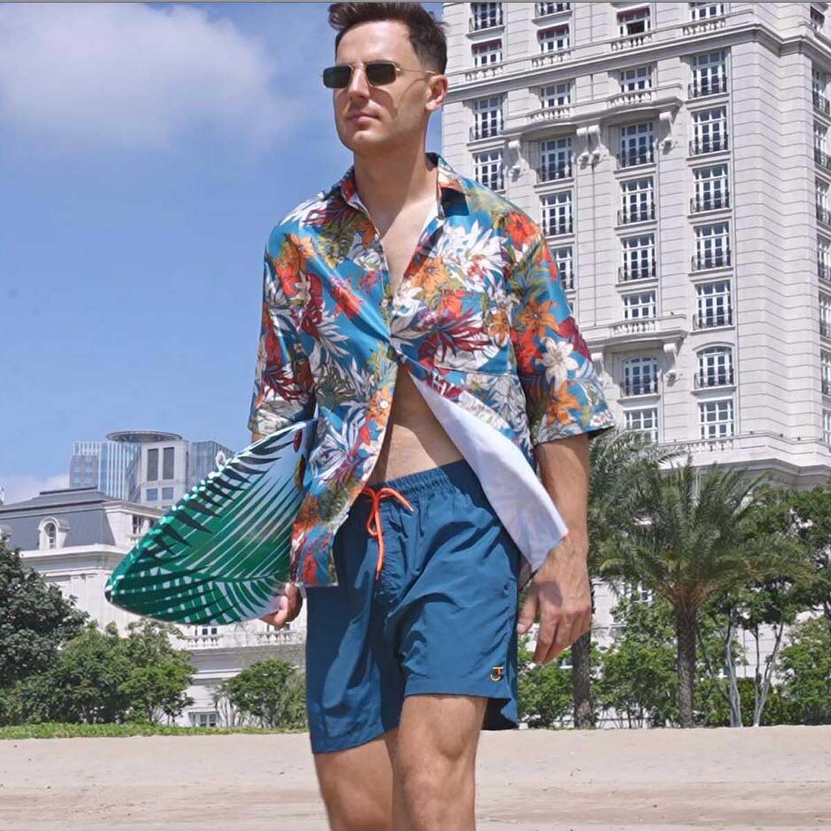JustSun Costume Uomo Mare con Tasche Zip Surf Impermeabile Asciugatura Rapida con Fodera in Mesh