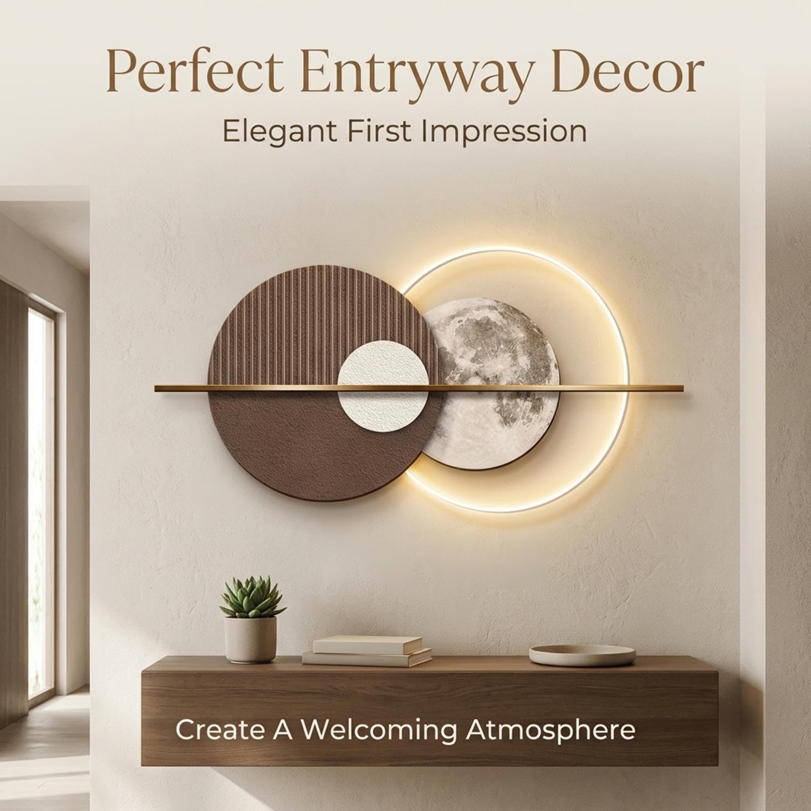 Art mural 3D Décoration murale LED, grès métal porcelaine en verre