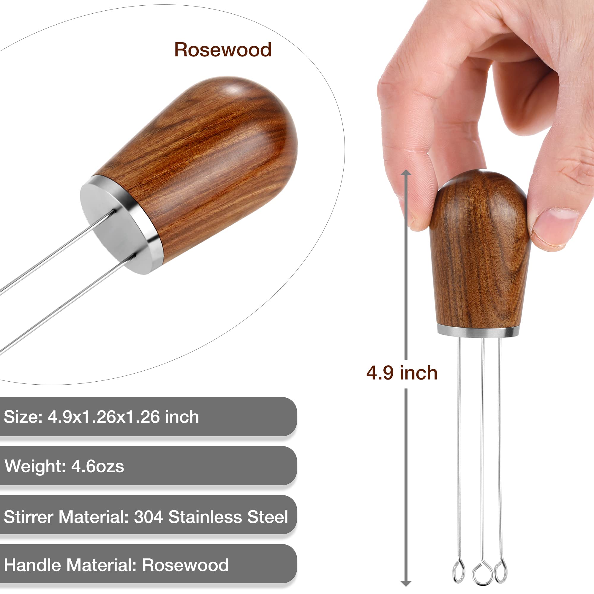 Espresso Distribution Tool Espresso WDT Tool for Coffee Distribution - Espresso Stirrer Coffee Distributor with Natural Wood Handle — view 2