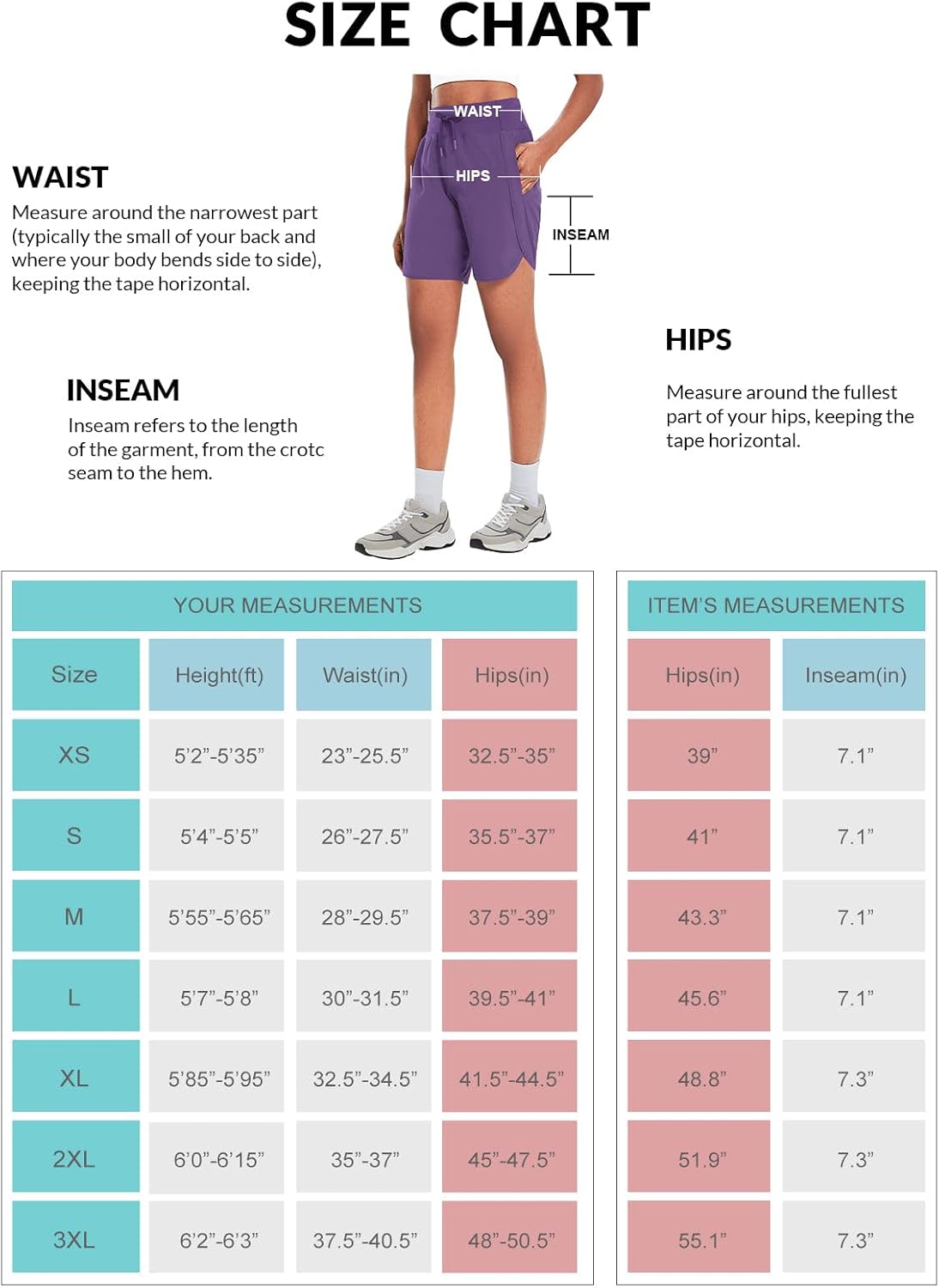 baleaf Women's 7" Athletic Long Running Shorts Workout Gym Quick Dry Hiking Shorts High Waisted Zipper Pocket - Image 6