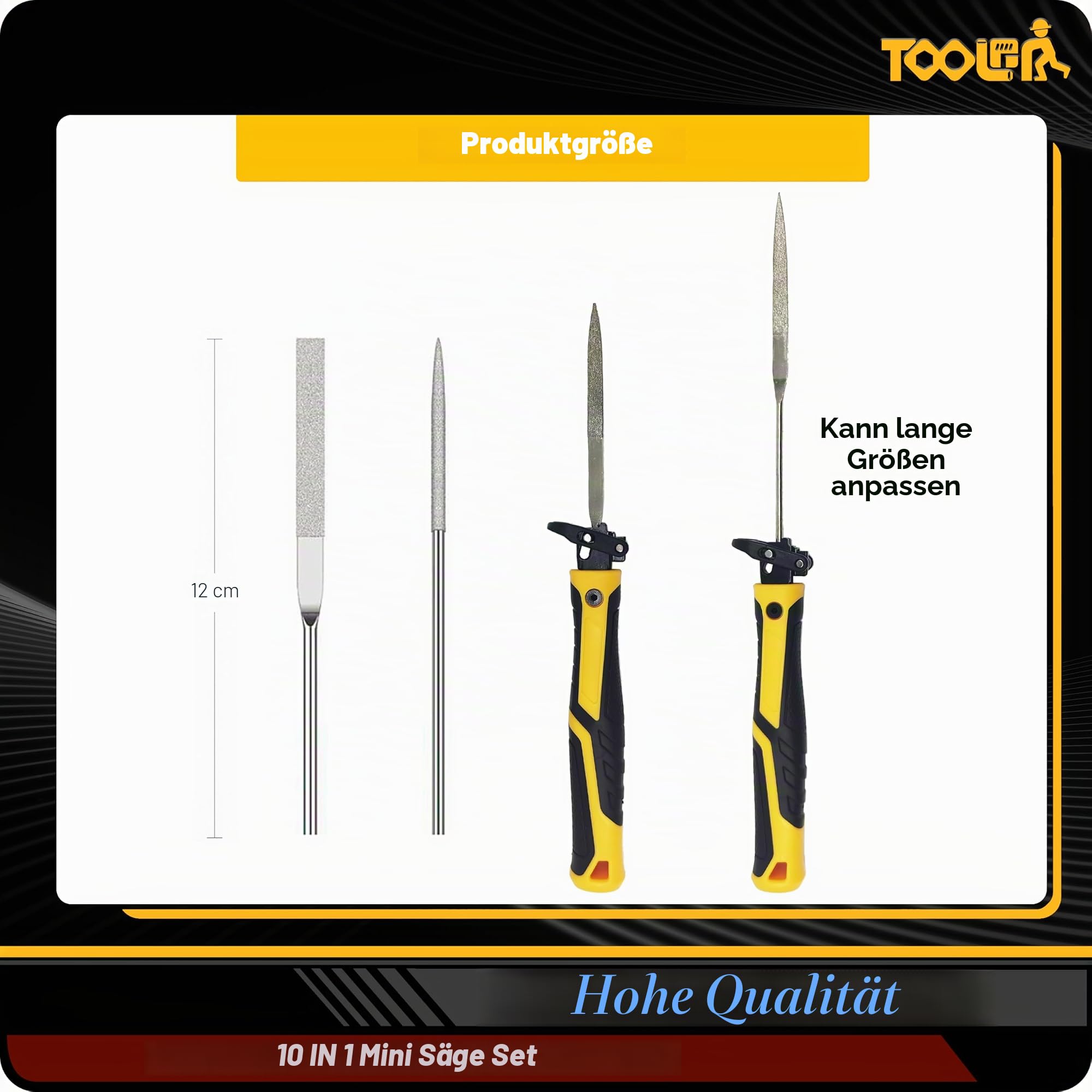 TOOLAN: 10 in 1 Mini Handsäge mit gebogener Säge, Feilensatz für Holz, Metall, Kunststoff, Sheetrock, Tragbares Feilenset