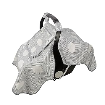 ICOPUCA Car seat Covers for Babies, Muslin carseat Cover Girls/boy, carseat Canopy Light Weight, Breathable, Kick Proof, fit Summer/Autumn/Spring, Black Strip Polka;