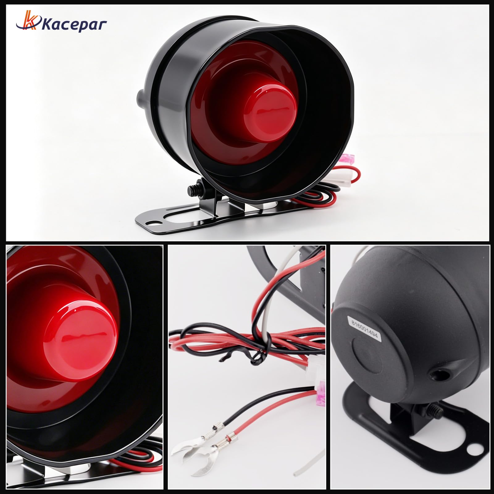 Alarme Voiture Universelle 12V, Kacepar Système Antivol avec Détecteur Security Protection Anti-Theft Kit, avec 2 télécommandes et 1 sirène de klaxon, CW-8110