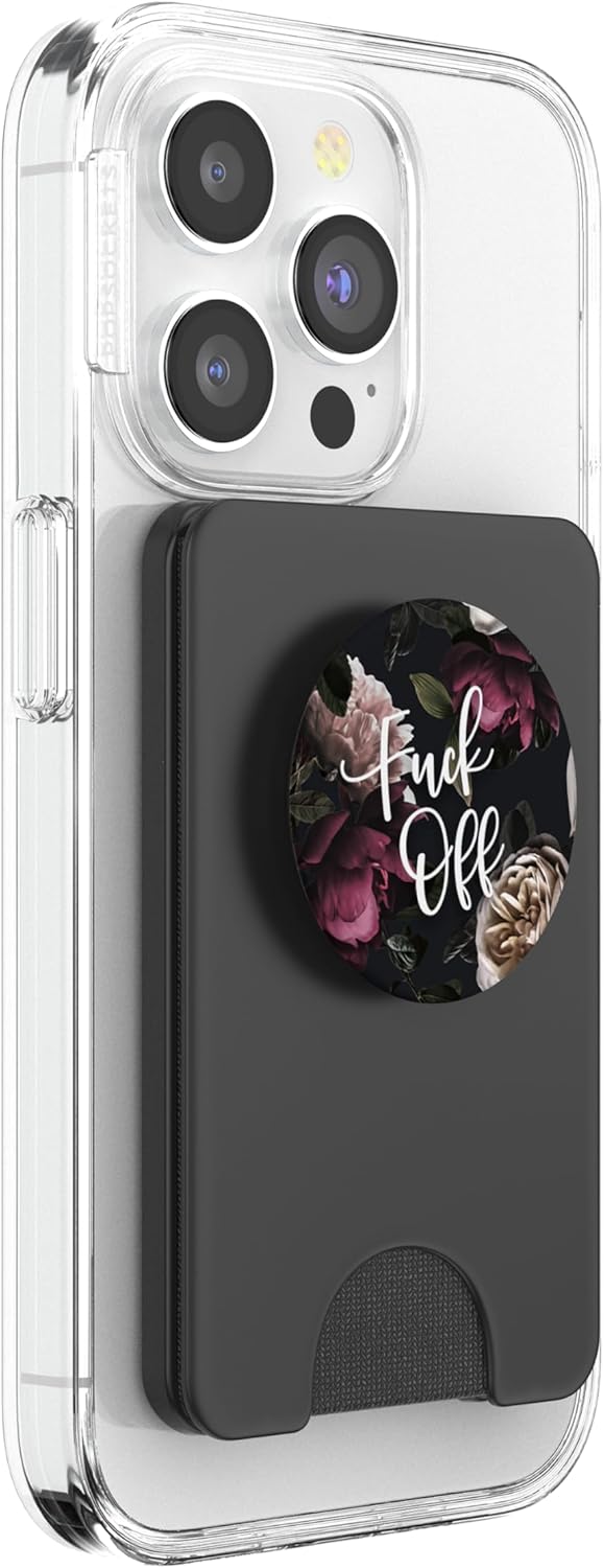 Fuck Off - Cute Funny Sarcastic Swear Word Quotes on Floral PopSockets PopWallet for MagSafe