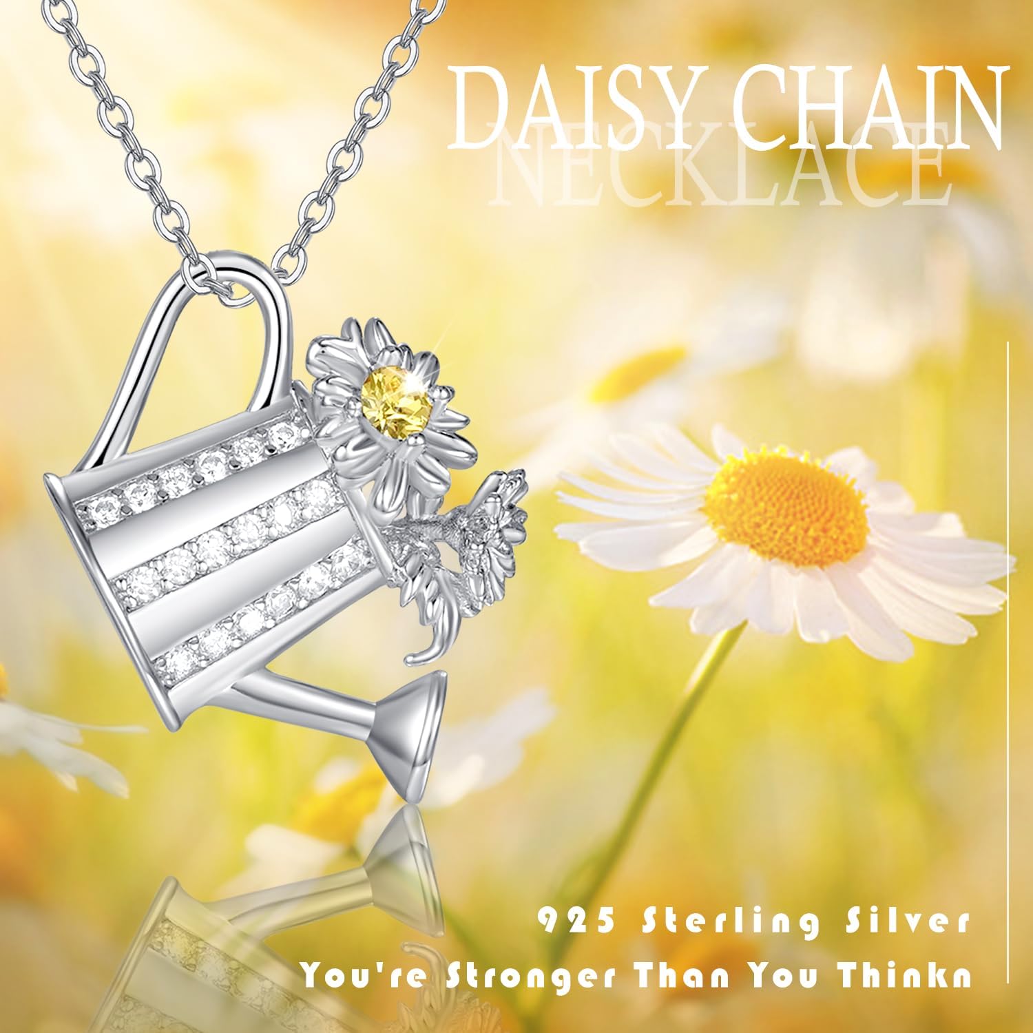 TANGPOET Daisy Necklace for Women 925 Sterling Silver Watering Can Pendant, Birthday Jewelry Gifts for Her Flower Maker - Image 4