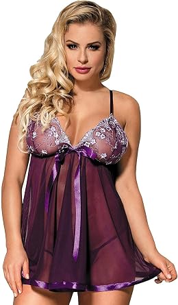 COSWE Plus Size Lace Top Babydoll Lingerie for Women