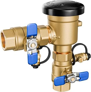 New Upgraded 1"720A Pressure Vacuum Breaker Assembly, Thickened Brass Backflow Preventer Valve, Max 400 PSI, Back Siphon Valves for Irrigation System (1 Inch)