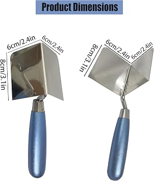 2-Piece Corner Trowel Tool Set, 80x60mm Interior and Exterior Corner Knife, DIY Stainless Steel Corner Trowel, Concrete Finishing Tool, Suitable for plastering and Bricklaying Corner Finishing Work