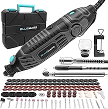Bluemars 200W Rotary Multi Tool Sets,6 Variable Speed, 129 Pieces Accessories Included, Keyless Chuck and Flex Shaft, Grinder, Drilling, Engraving, Cutting, Polishing for Craft Projects and DIY