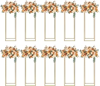 10 Pcs Gold Metal Flower Stands, 31.5 Inch Tall Floor Vase Column Center...
