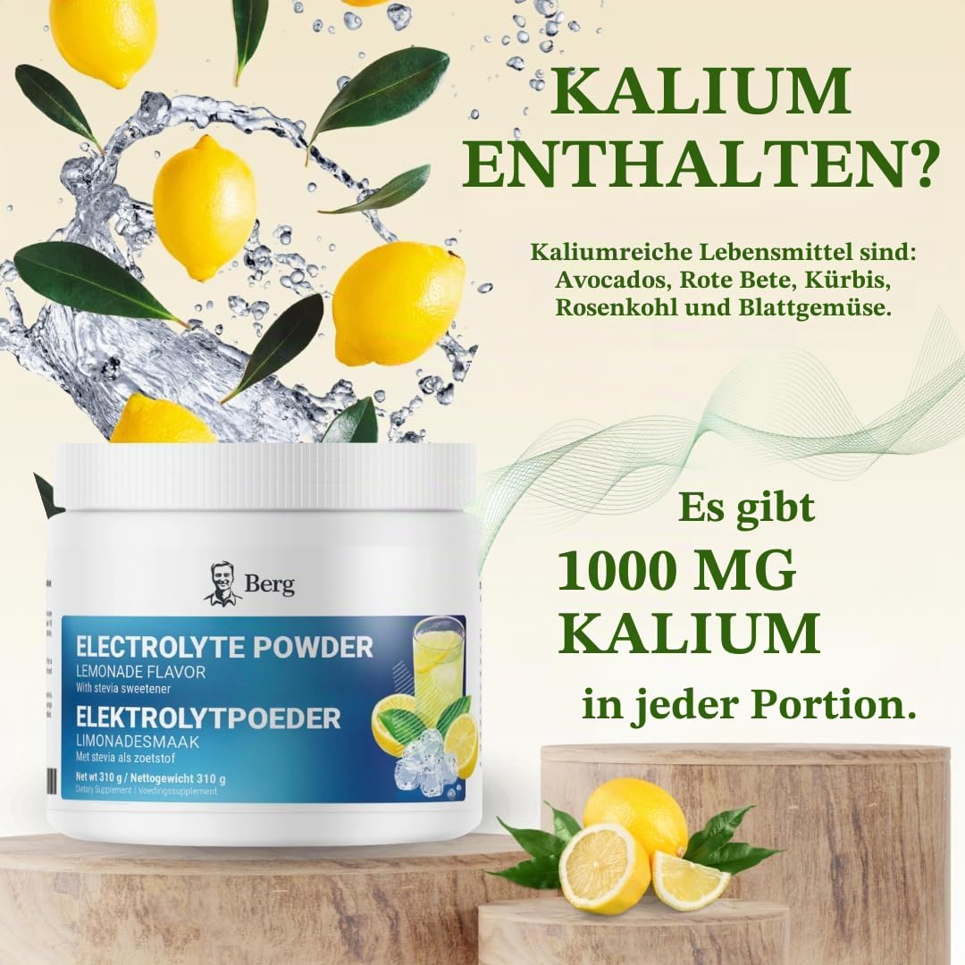 Berg Elektrolyt-Pulver – Geschmack: Zitronenlimonade – Mit rosa Himalaya-Salz aus dem Salt Range in Pakistan – 50 Portionen