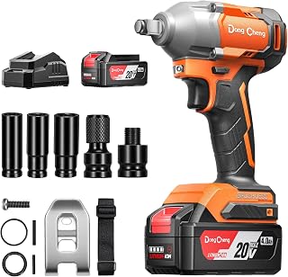Dong Cheng 20V Brushless Cordless Impact Wrench Kit, 380W Motor, 300N·m&hellip;