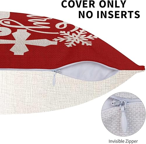 Miniatura 4 de NIDITW Juego de 2 fundas de cojín cuadradas decorativas de lino y algodón con diseño de copos de nieve de Jesús Oh Holy Night para sofá, 18 x 18