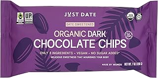 Just Date Organic Dark Chocolate Chips, Date Sweetened, Fair Trade, Vega...