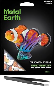 Fascinations Metal Earth Clownfish 3D Metal Model Kit Bundle with Tweezers